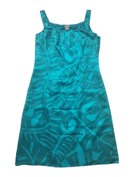 Ann Taylor Dresses & Skirts - Ann Taylor Sleeveless Square Neckline Teal Green Silk Tropical Print Dress Size6